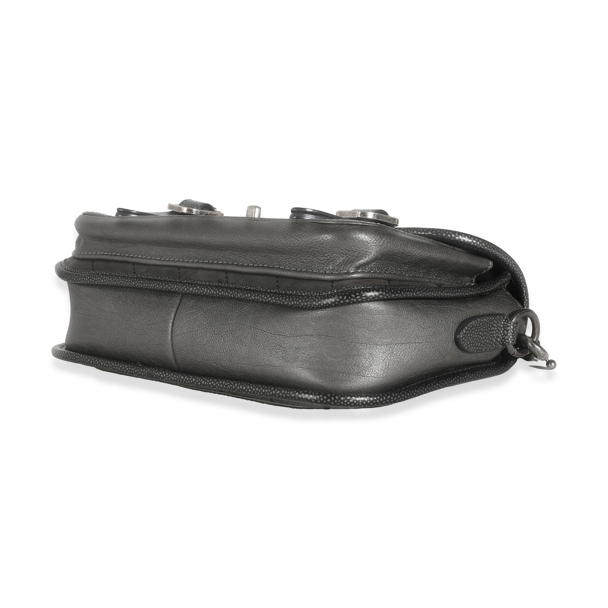 Dark Grey Iridescent Calfskin Back To School Messenger Flap Bag