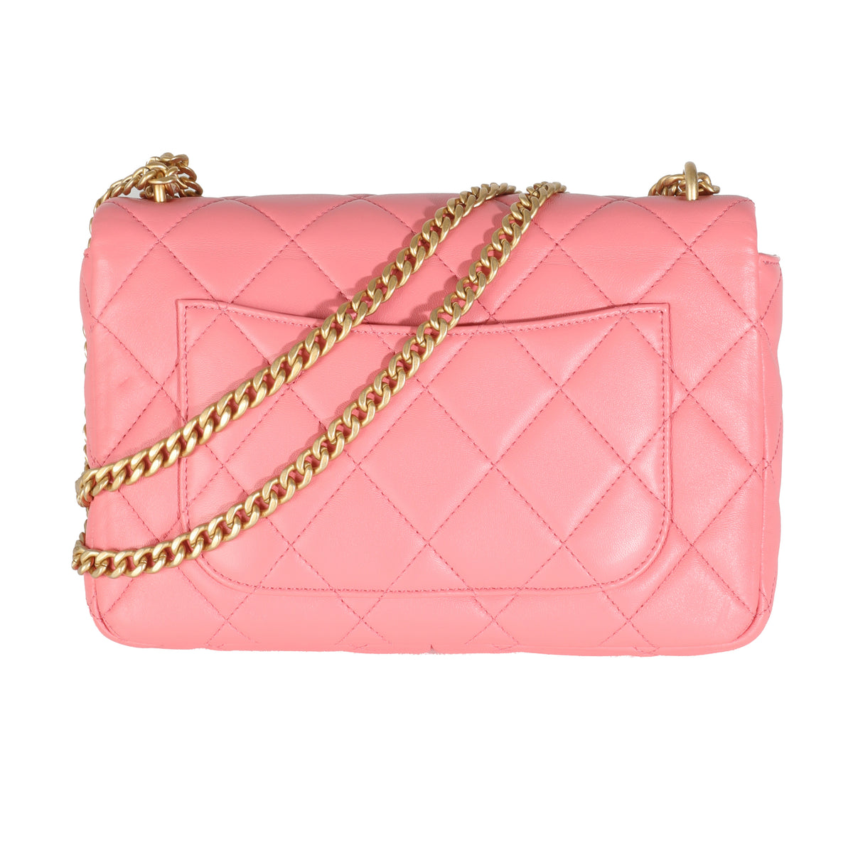 Pink Quilted Lambskin Pending CC Small Square Flap