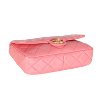 Pink Quilted Lambskin Pending CC Small Square Flap