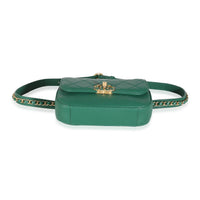 Dark Green Quilted Lambskin Chain Infinity Waist Bag