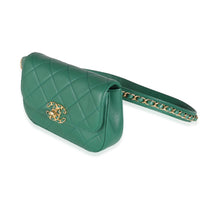 Dark Green Quilted Lambskin Chain Infinity Waist Bag