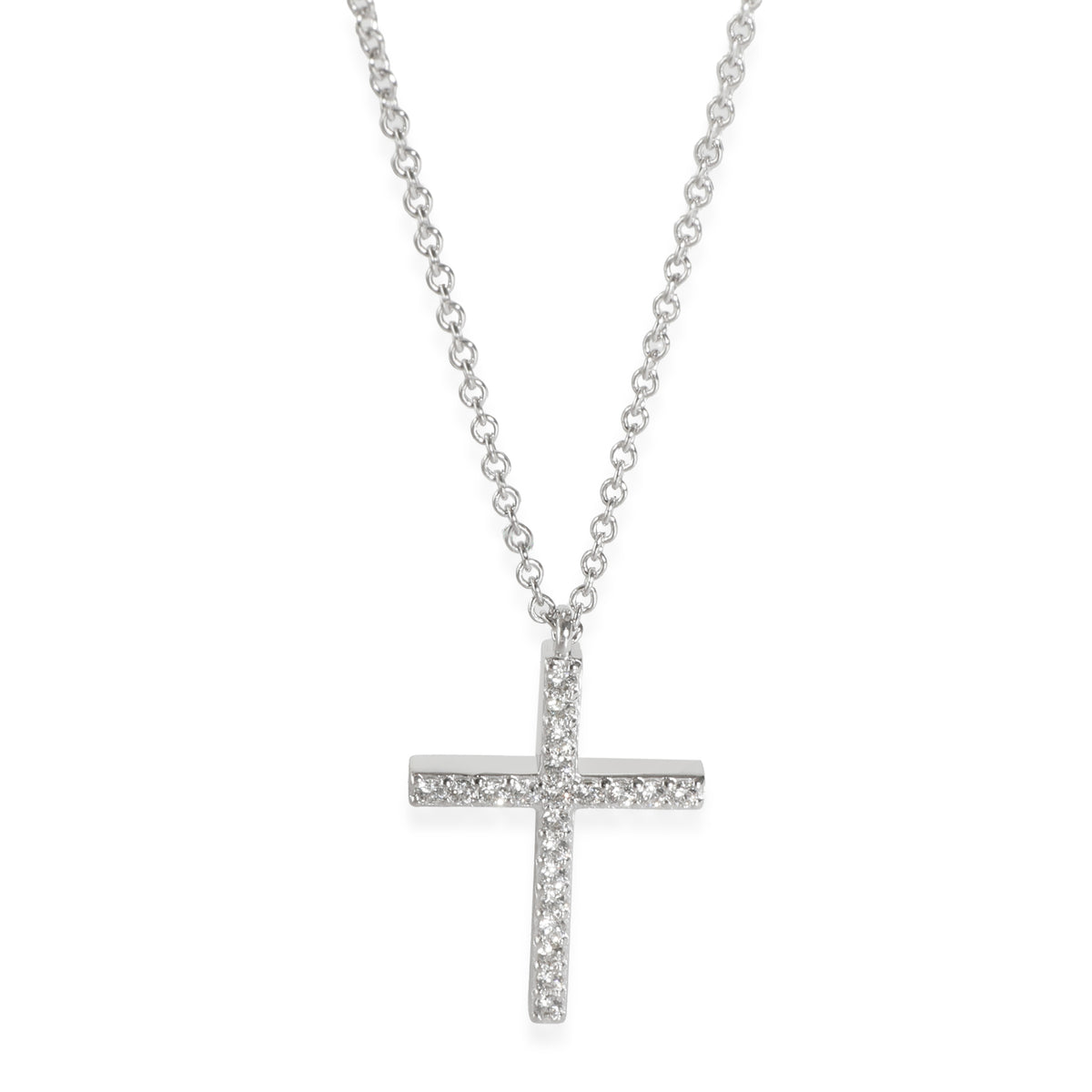 Diamond Cross Pendant in 18k White Gold 0.15 CTW