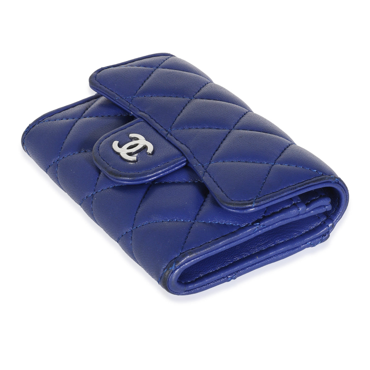 Navy Quilted Lambskin Classic Card Case