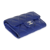 Navy Quilted Lambskin Classic Card Case