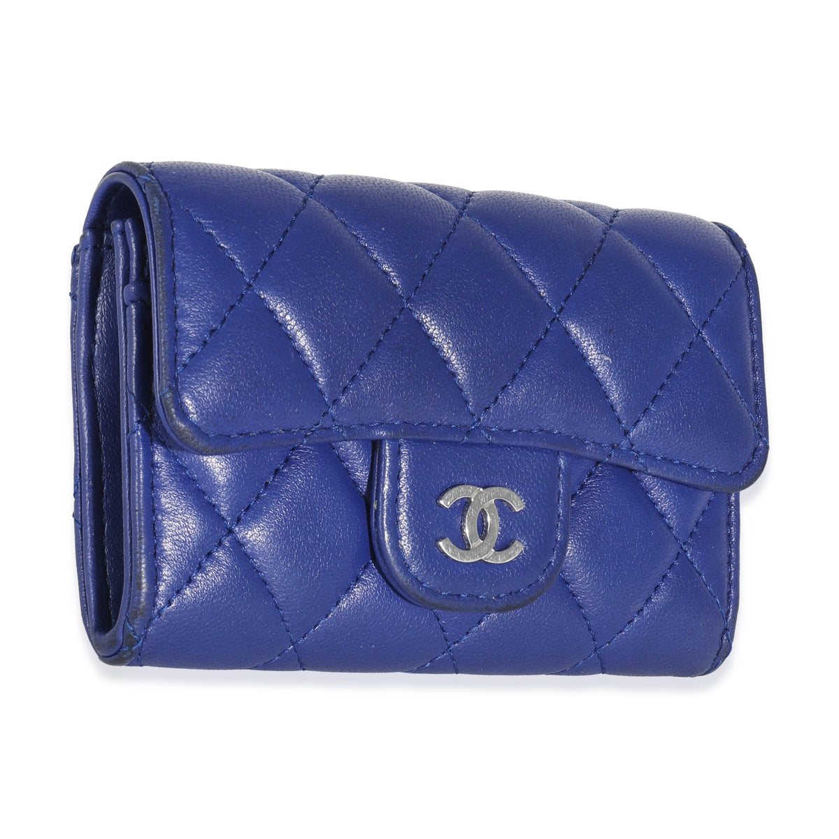 Navy Quilted Lambskin Classic Card Case