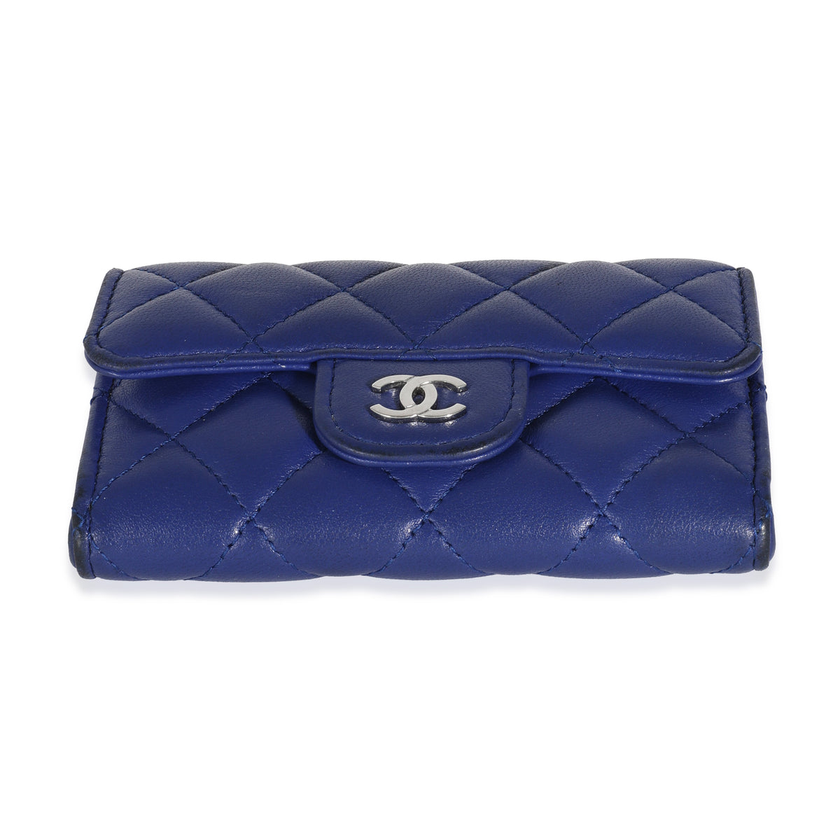 Navy Quilted Lambskin Classic Card Case