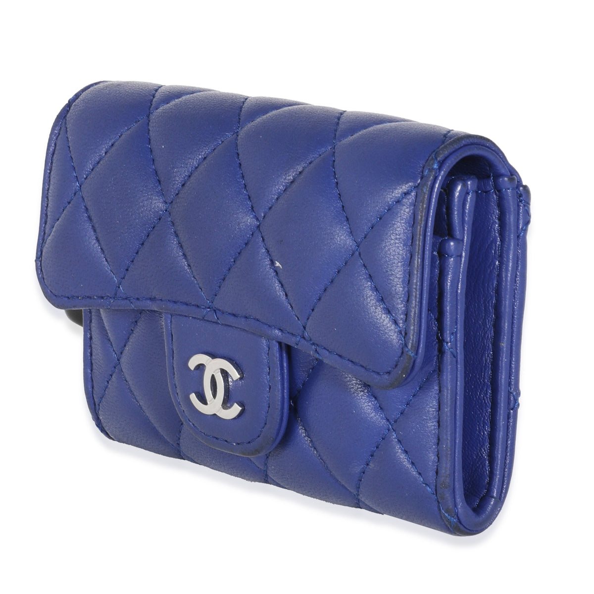 Navy Quilted Lambskin Classic Card Case