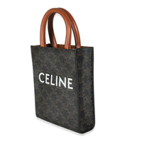 Tan Calfskin Triomphe Canvas Mini Vertical Cabas Tote