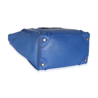 Blue Smooth Calfskin Mini Luggage Tote