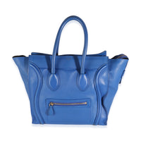 Blue Smooth Calfskin Mini Luggage Tote