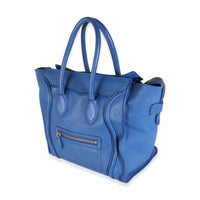 Blue Smooth Calfskin Mini Luggage Tote