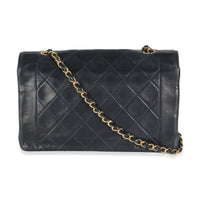 Vintage Navy Quilted Lambskin Medium Diana Flap Bag