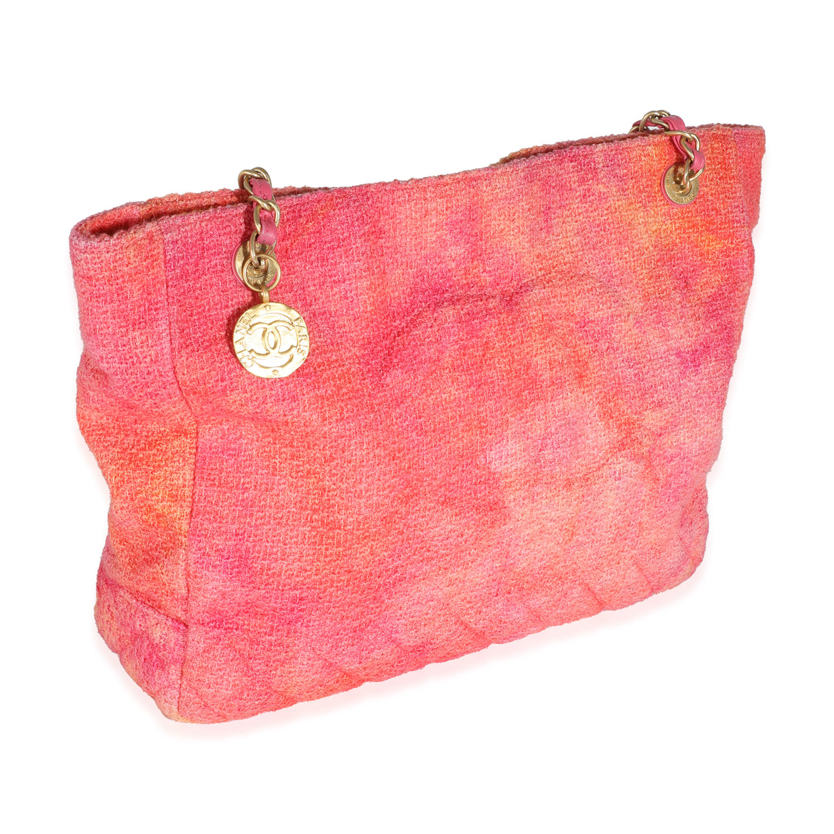 20A Pink Orange Cotton Tweed CC Large Shopping Bag