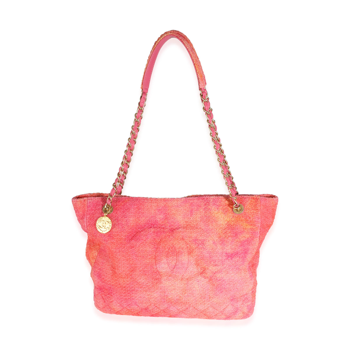 20A Pink Orange Cotton Tweed CC Large Shopping Bag