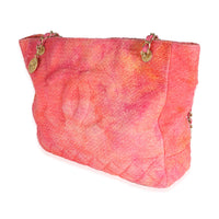 20A Pink Orange Cotton Tweed CC Large Shopping Bag