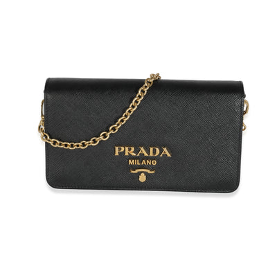 Black Saffiano Chain Wallet