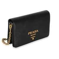 Black Saffiano Chain Wallet