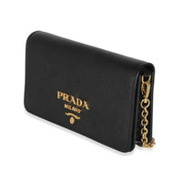 Black Saffiano Chain Wallet