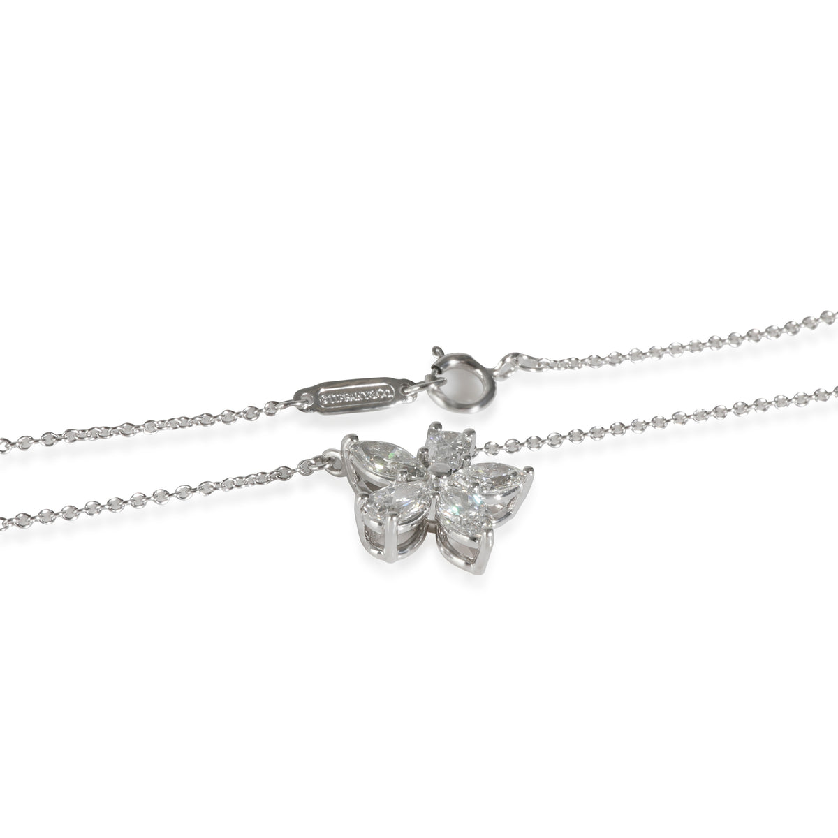 Victoria Mixed Cluster Pendant in Platinum 0.88 CTW, Large