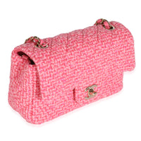 Pink Quilted Wool Tweed Mini Rectangular Flap Bag