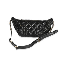 Black Shiny Quilted Aged Calfskin Utility Belt Bag