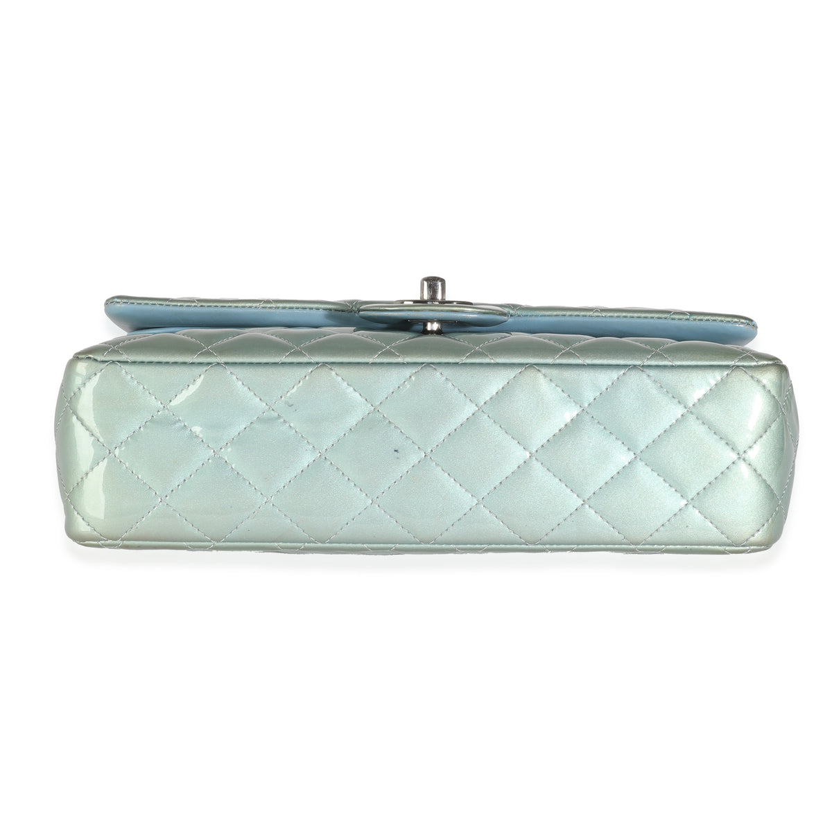 Green Quilted Patent Medium Classic Double Flap Bag