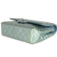 Green Quilted Patent Medium Classic Double Flap Bag