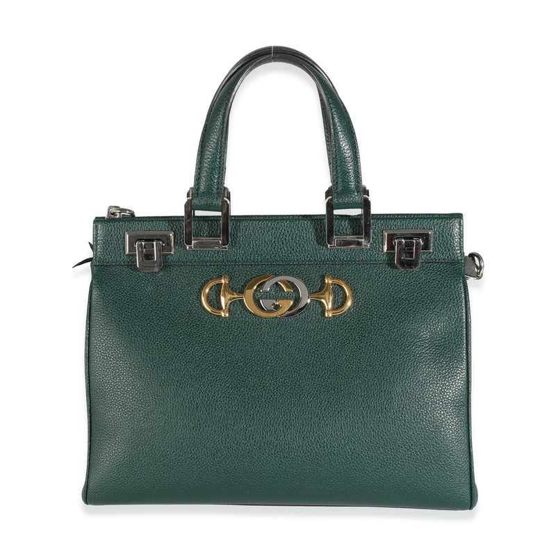 Dark Green Grainy Calfskin Small Zumi Top Handle Bag