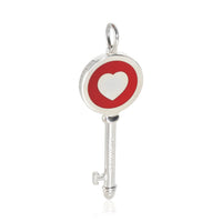 Key Pendant With Red Enamel Heart in Sterling Silver