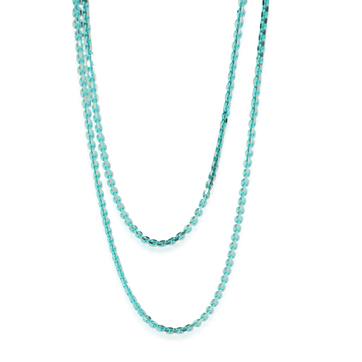 Sparkle Chain With Blue Enamel in Sterling Silver, 30 Inches