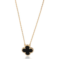 Alhambra Onyx Pendant Necklace in 18k Yellow Gold