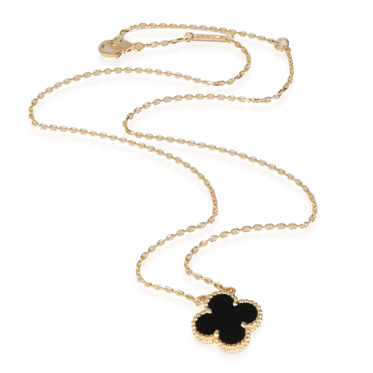 Alhambra Onyx Pendant Necklace in 18k Yellow Gold