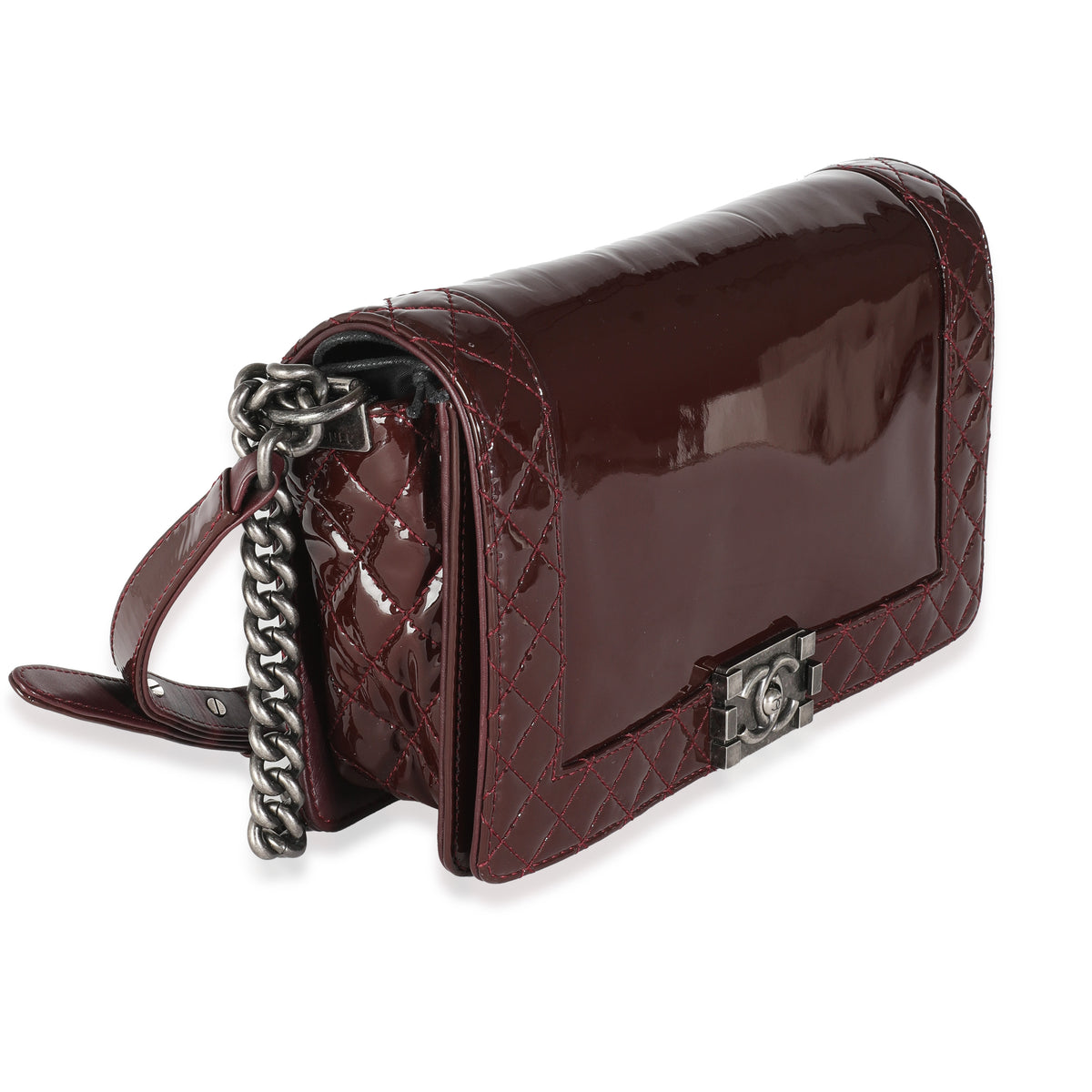 Burgundy Patent New Medium Boy Reverso Bag