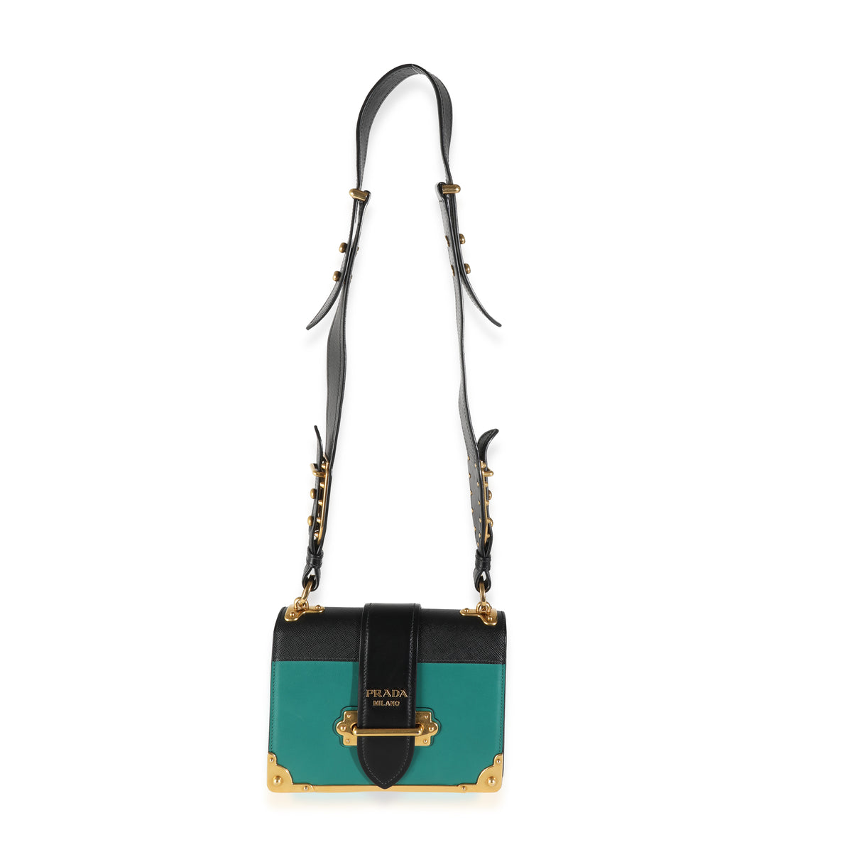 Black Saffiano Green City Calf Cahier Bag