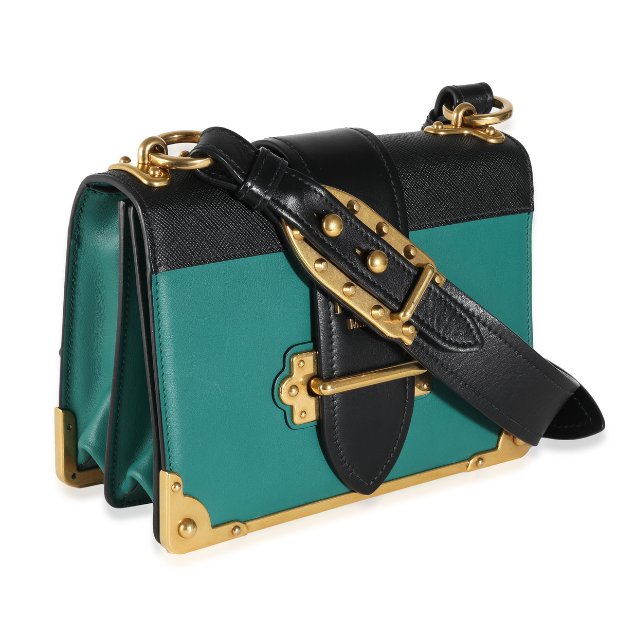 Black Saffiano Green City Calf Cahier Bag