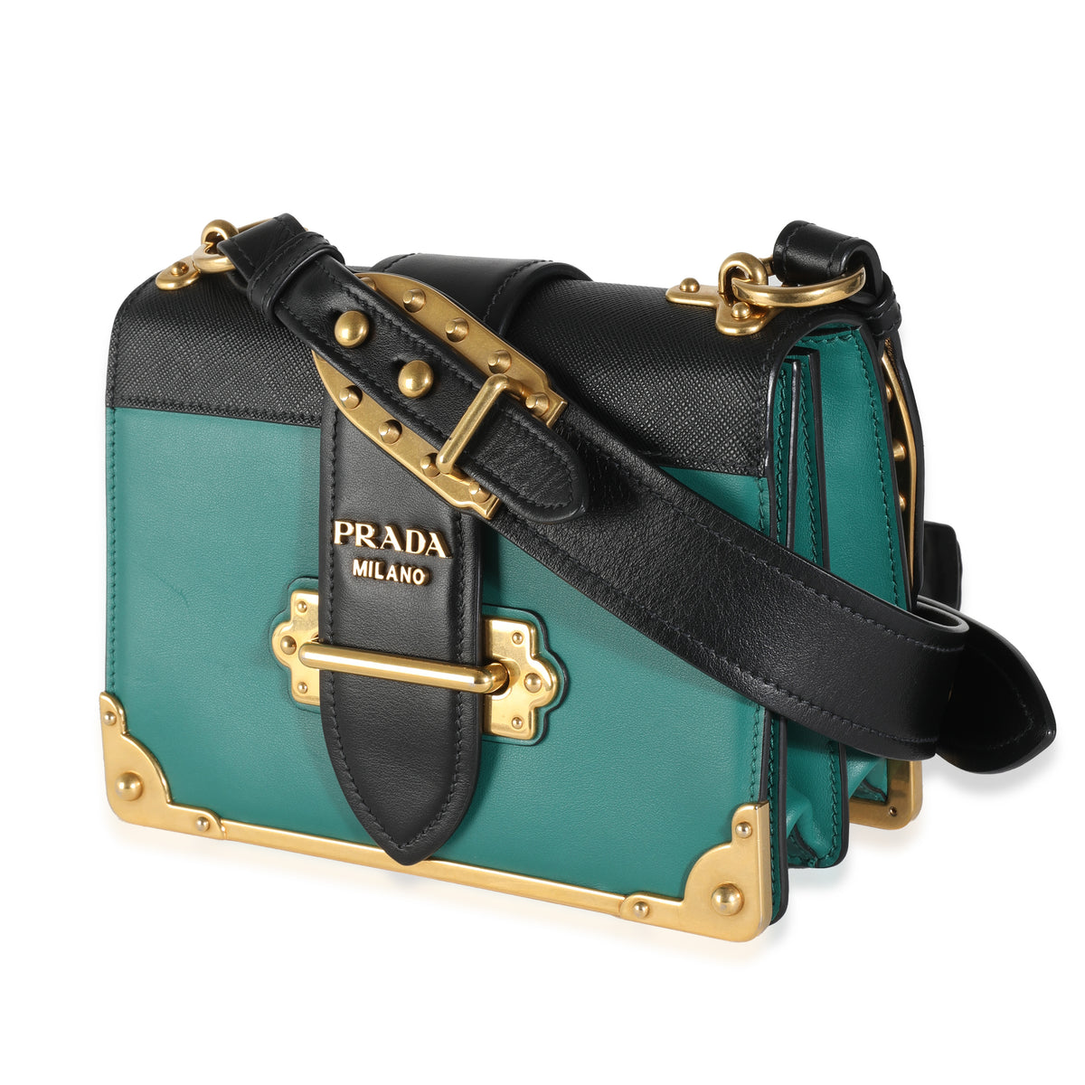 Black Saffiano Green City Calf Cahier Bag