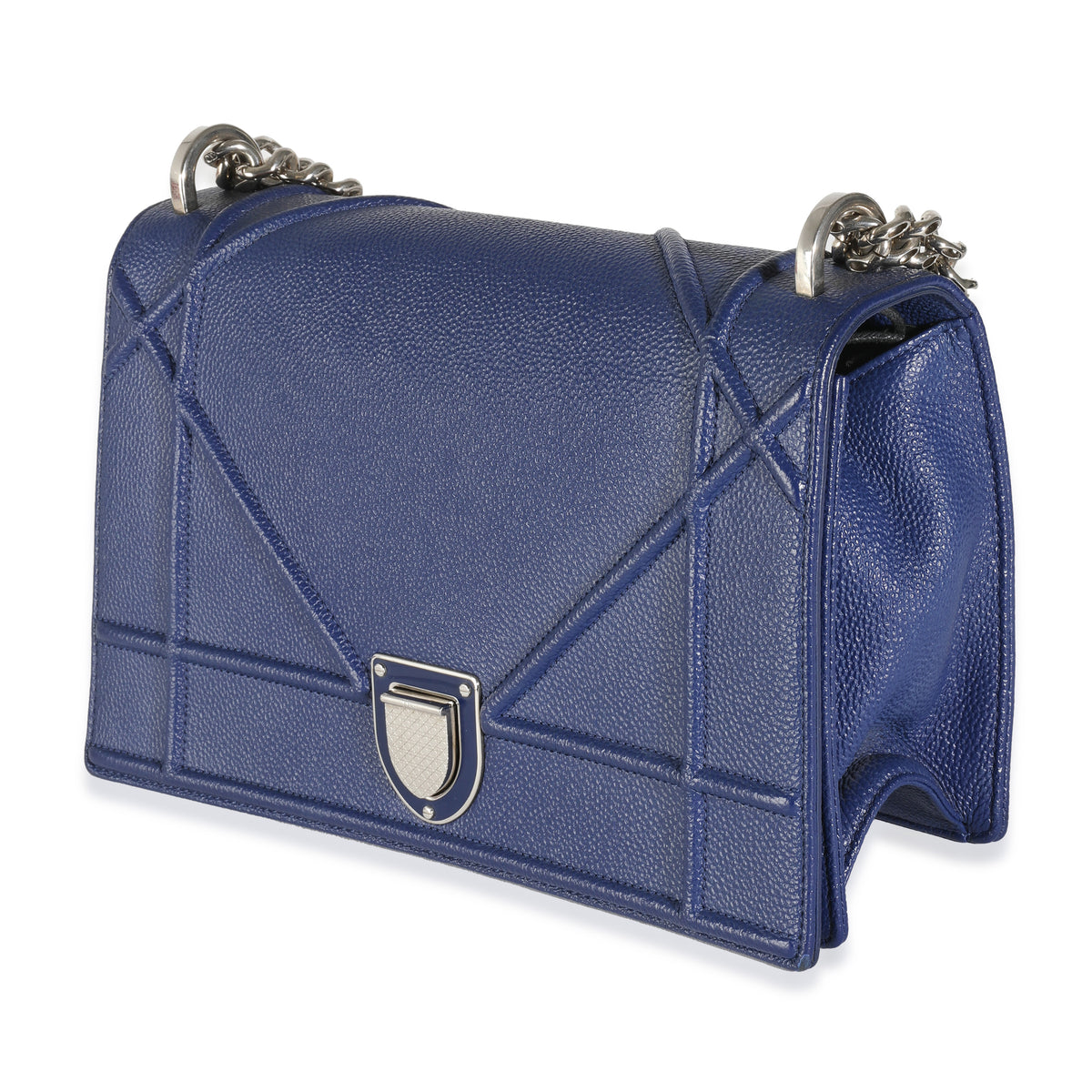 Navy Grained Calfskin Medium Diorama Flap Bag