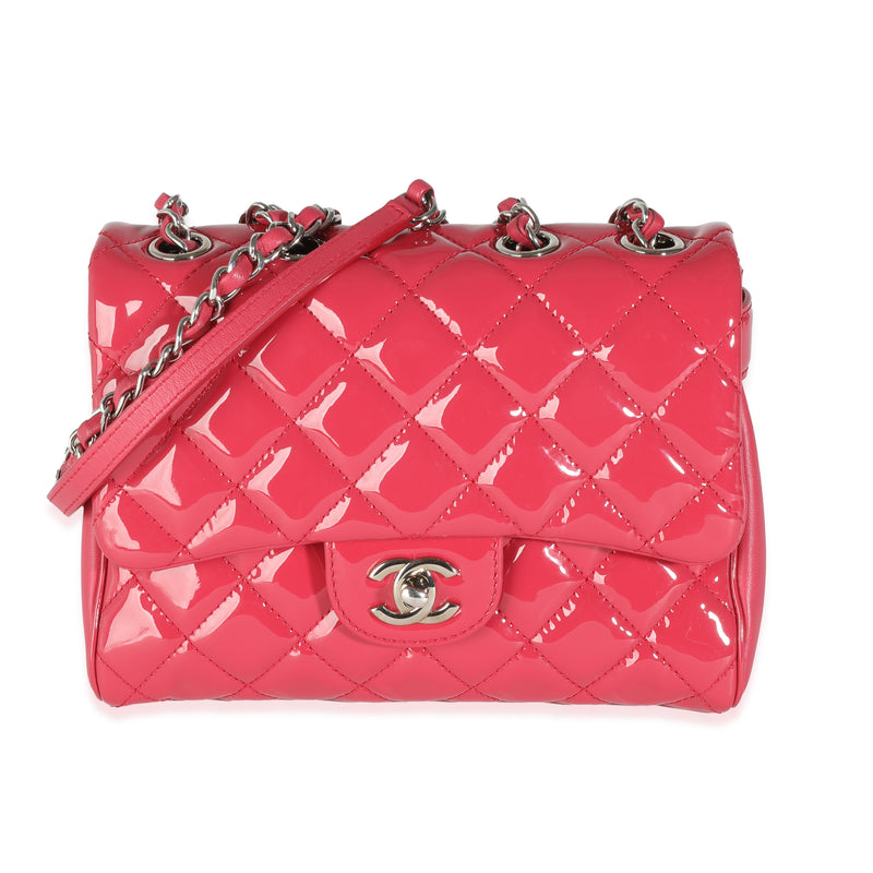 Dark Pink Quilted Patent Small Rock In Rome Single Flap Bag