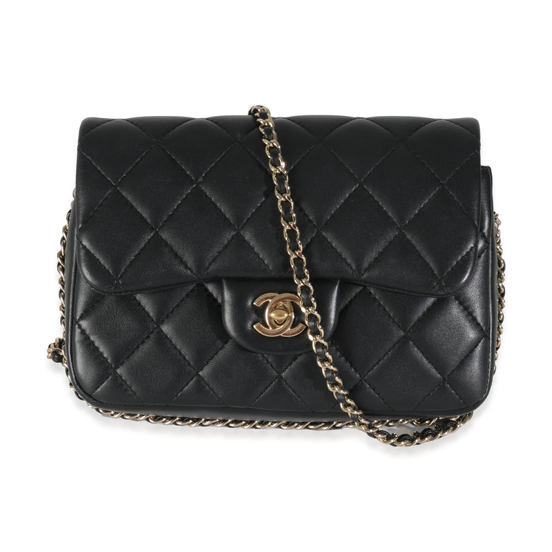 Black Quilted Lambskin Mini My Precious Pearls Flap Bag