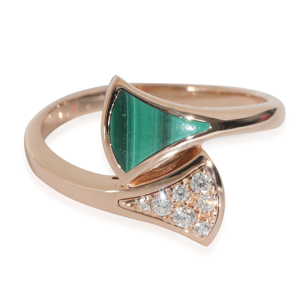 Divas Dream Malachite Diamond Ring in 18k Yellow Gold 0.08 CTW