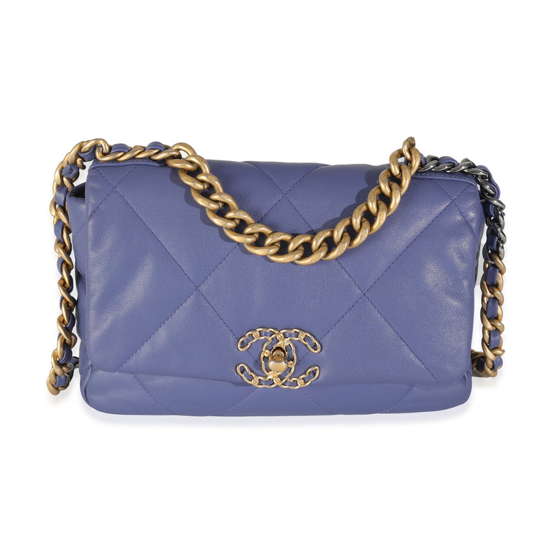 Purple Quilted Goatskin Chanel 19 Flap Bag