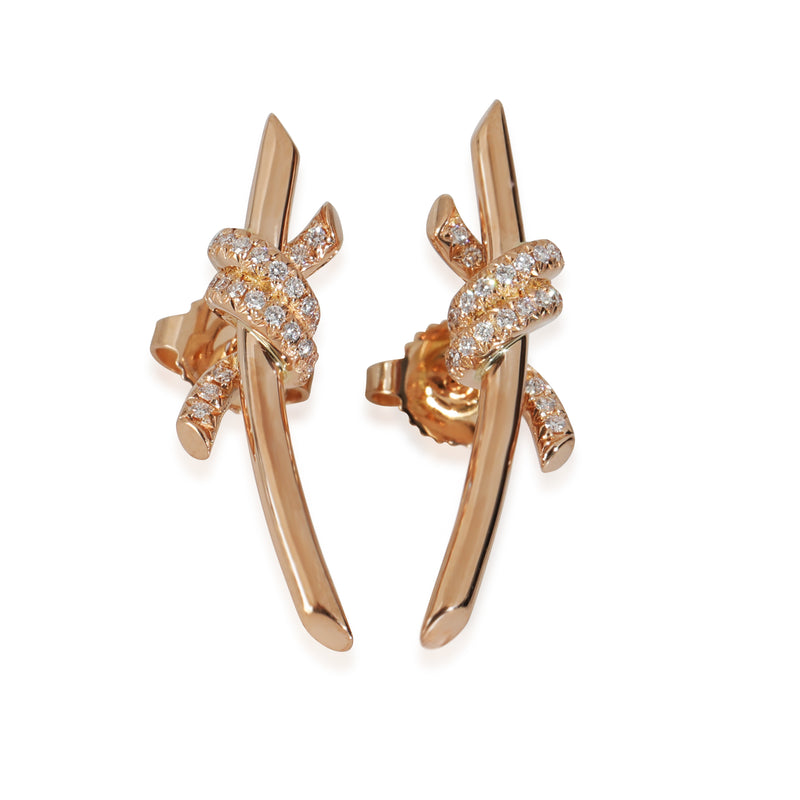 Tiffany Knot Diamond Earrings in 18k Rose Gold 0.09 CTW