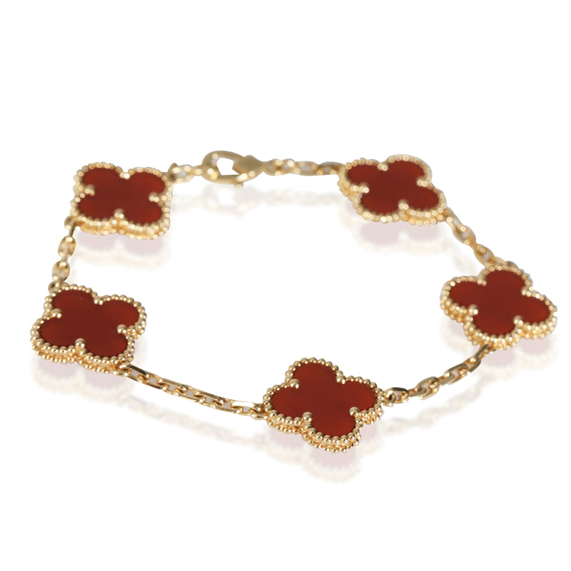 Alhambra Carnelian Bracelet in 18k Yellow Gold