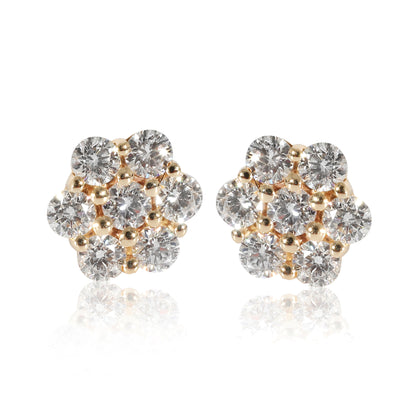 14K Yellow Gold 2 5/8ctw Diamond Flower Cluster Earrings