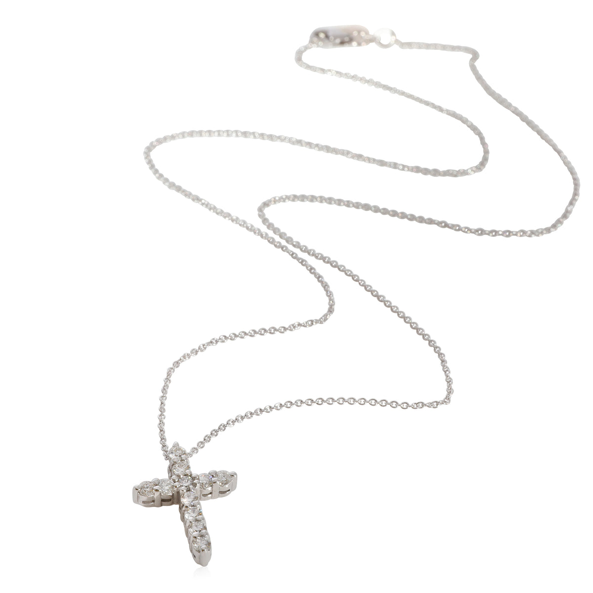 Diamond Cross Necklace in 14K White Gold 0.5 CTW