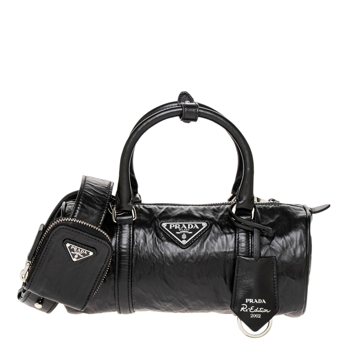 Black Antique Nappa Leather Bowling Bag