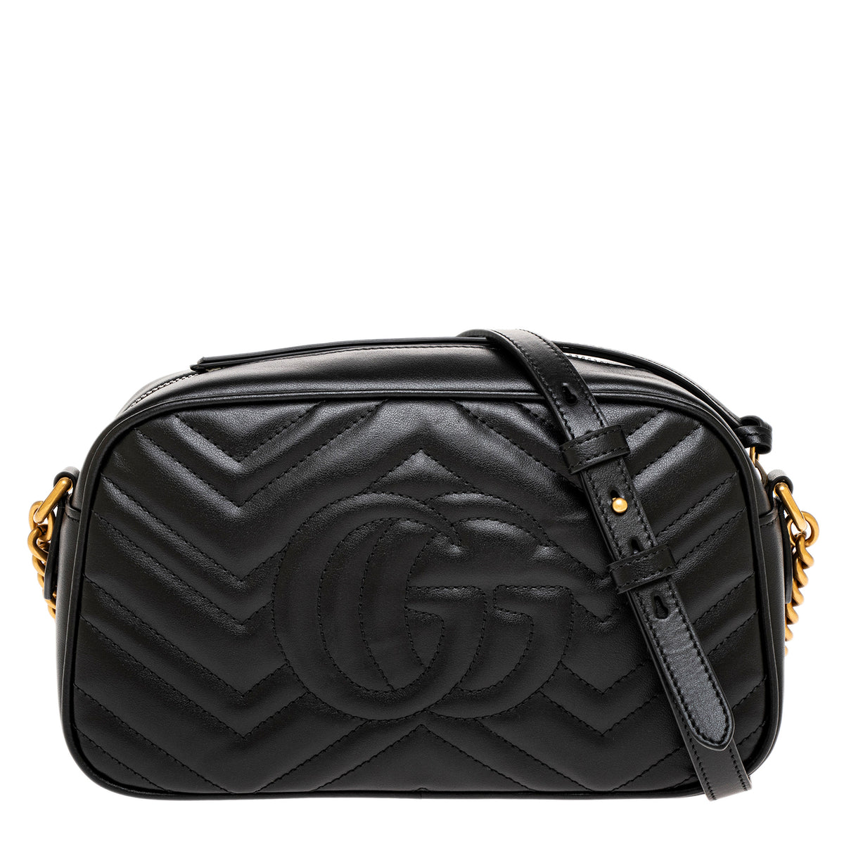 Black Matelasse Calfskin GG Marmont Mini Bag