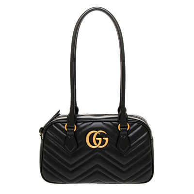 Black Matelasse Calfskin GG Marmont Small Top Handle