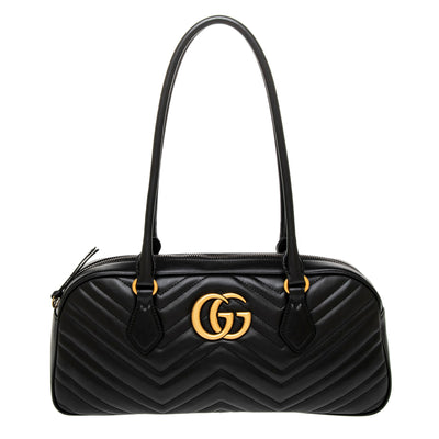 Black Matelasse Calfskin GG Marmont Medium Top Handle