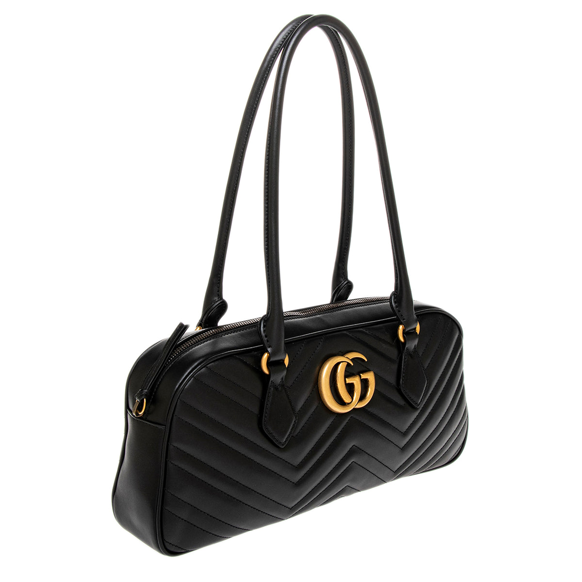 Black Matelasse Calfskin GG Marmont Medium Top Handle